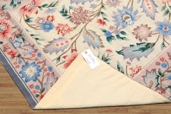 4x6 Ivory, Blush, Blue Color Hand Knotted French Needlepoint Aubusson Wool Traditional Oriental Rug