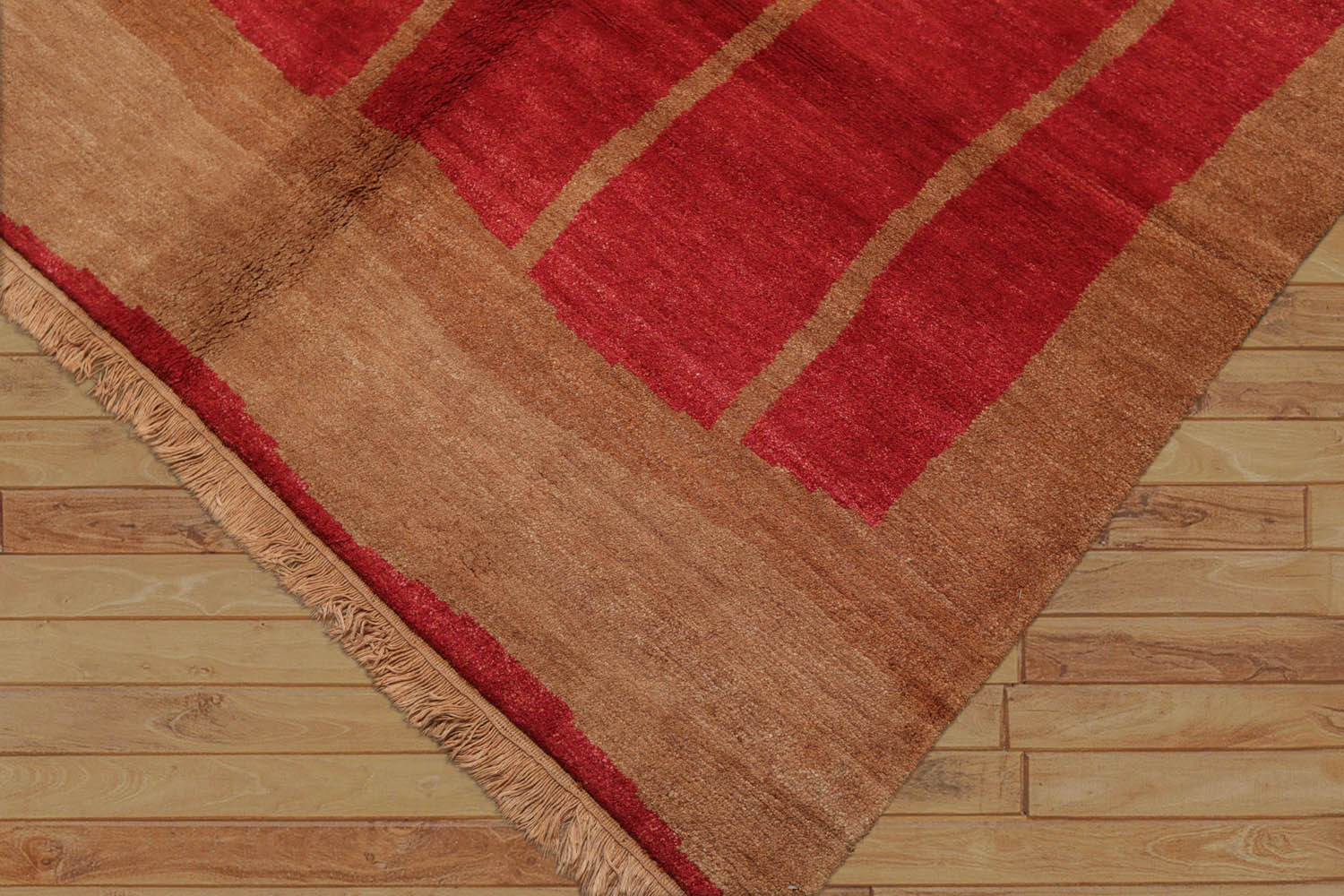 6x9 Red, Tan, Color Hand Knotted All-Over 100% Wool Contemporary Oriental Rug