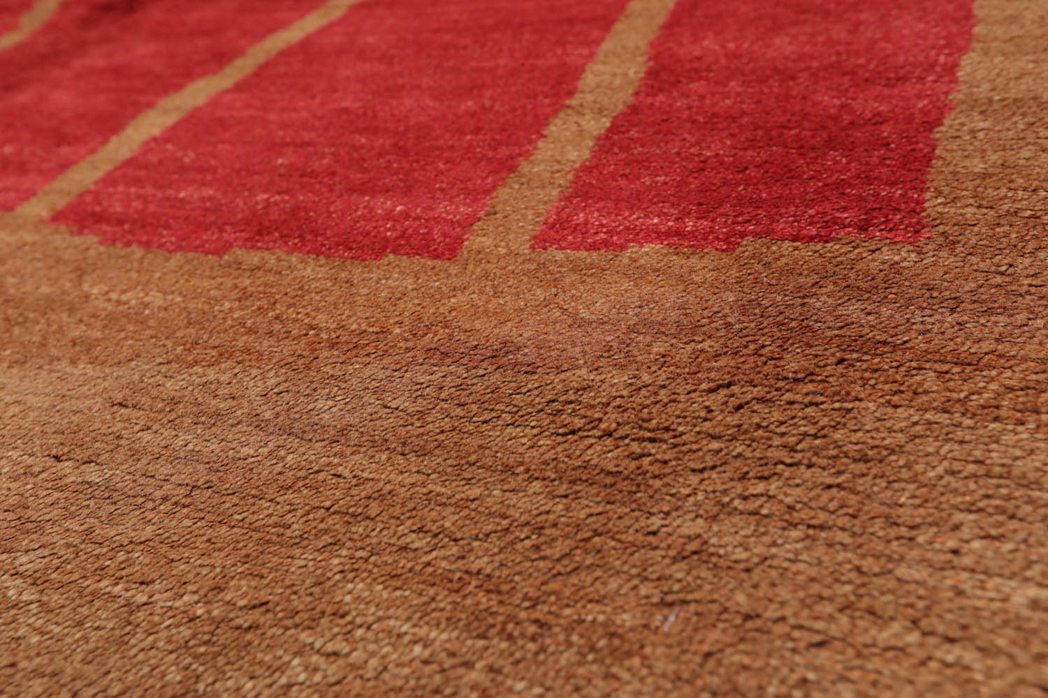 6x9 Red, Tan, Color Hand Knotted All-Over 100% Wool Contemporary Oriental Rug