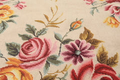 4x6 Ivory, Gray, Black Color Hand Knotted French Needlepoint Aubusson Wool Traditional Oriental Rug