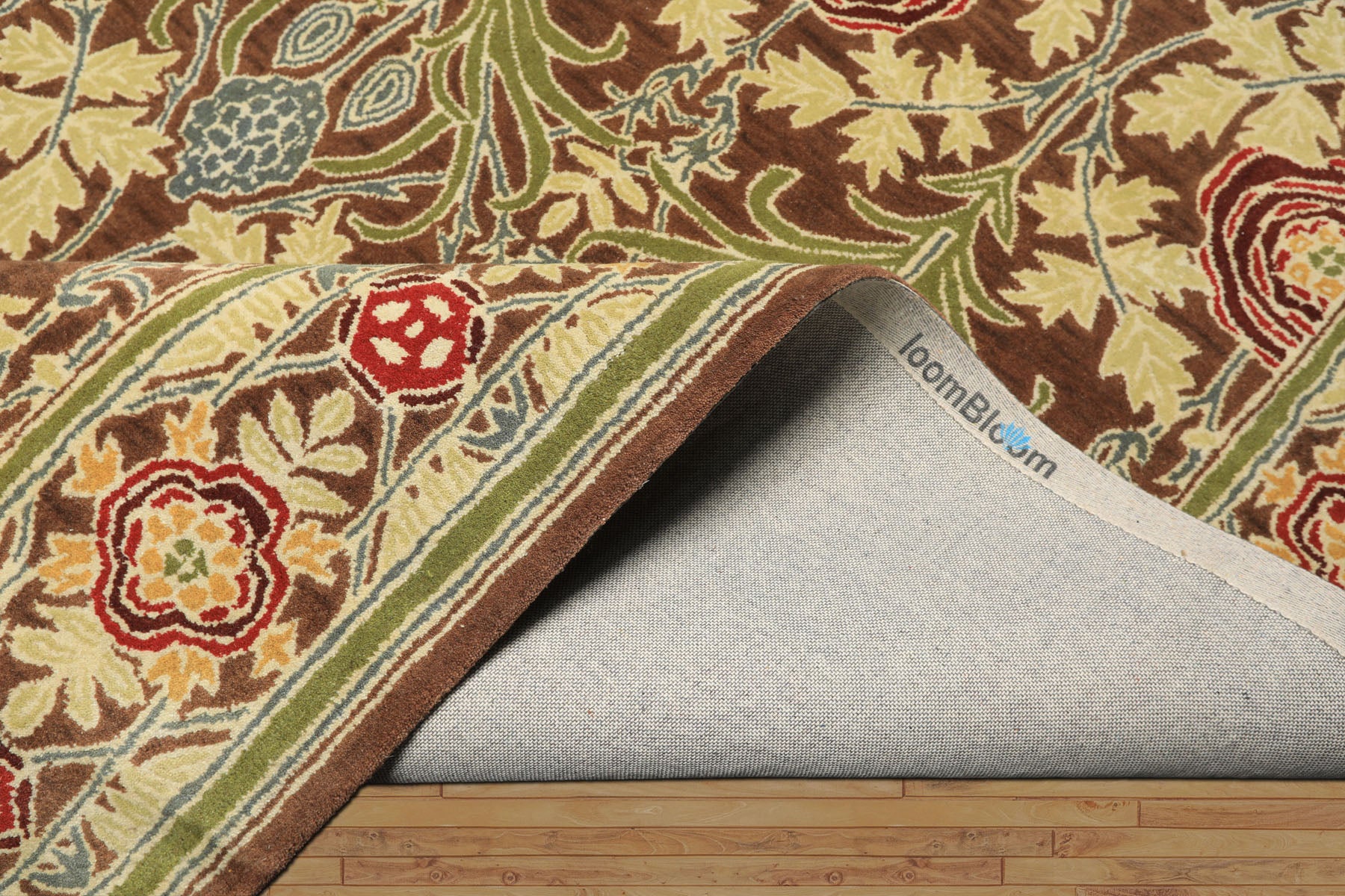 Multi Size Brown Sage Teal Color Hand Tufted William Morris Wool Arts & Crafts Oriental Rug