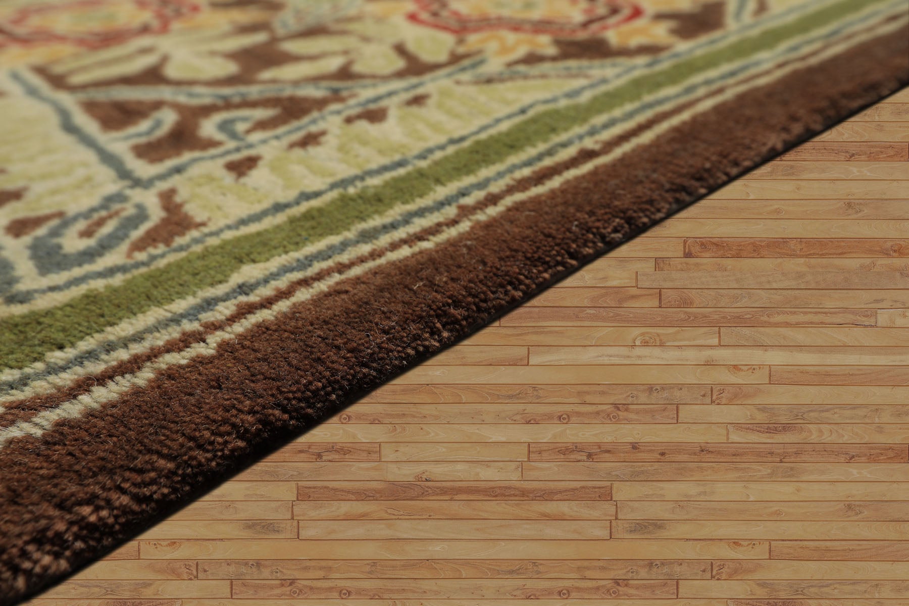 Multi Size Brown Sage Teal Color Hand Tufted William Morris Wool Arts & Crafts Oriental Rug