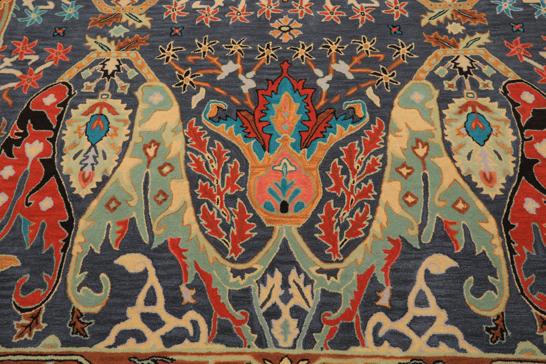 Multi Size Blue Caramel Orange Color Hand Tufted Handmade Boho Wool Arts & Crafts Oriental Rug