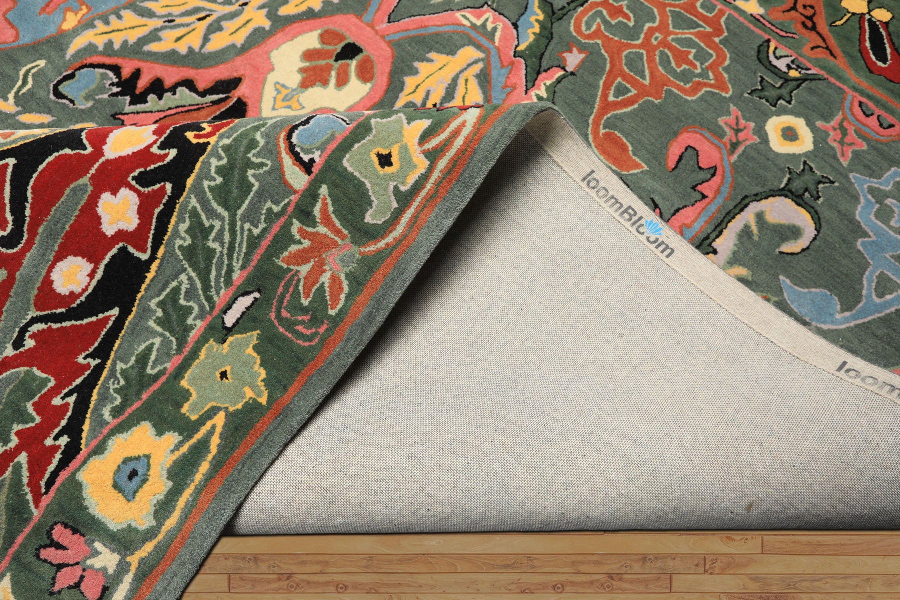 Multi Size Muted Teal Green Ivory Color Hand Tufted Handmade Boho Wool Arts & Crafts Oriental Rug