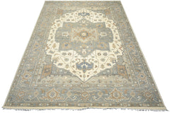 Gray, Ivory 10x14 Oushak Heriz Traditional Hand Knotted Wool Oriental Area Rug