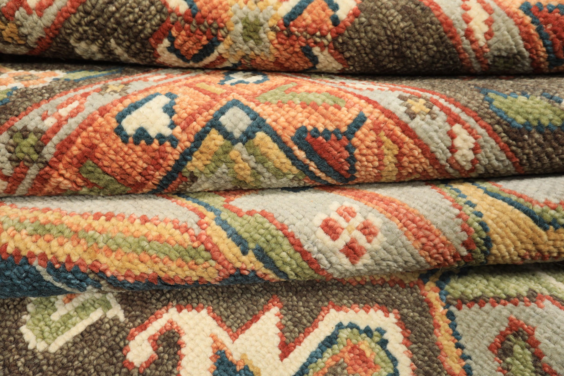 12x15 Mint
, Brown
, Teal
 Color Hand Knotted Oushak Wool Southwestern Oriental Rug