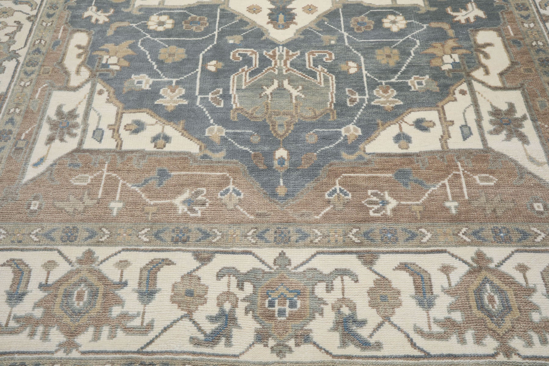 Slate, Ivory 9'11''x14 Oushak Heriz Traditional Hand Knotted Wool Oriental Area Rug