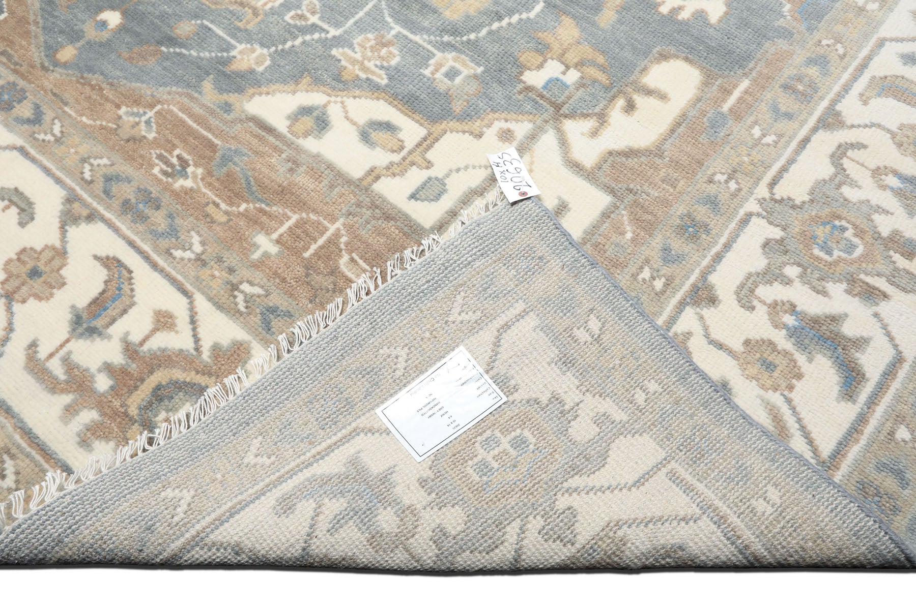 Slate, Ivory 9'11''x14 Oushak Heriz Traditional Hand Knotted Wool Oriental Area Rug