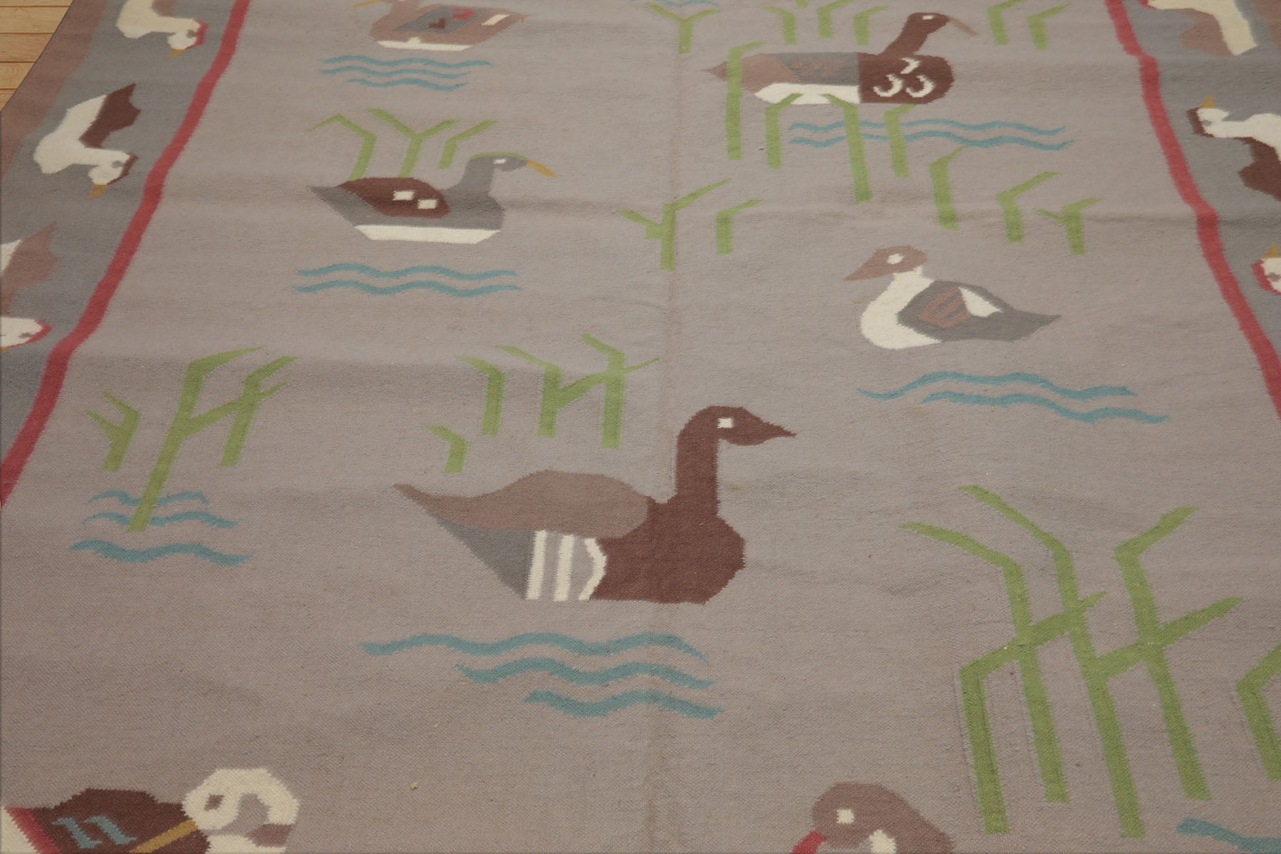 8x10 Taupe, Gray, Brown Color Hand Woven Kilim Wool Transitional Oriental Rug