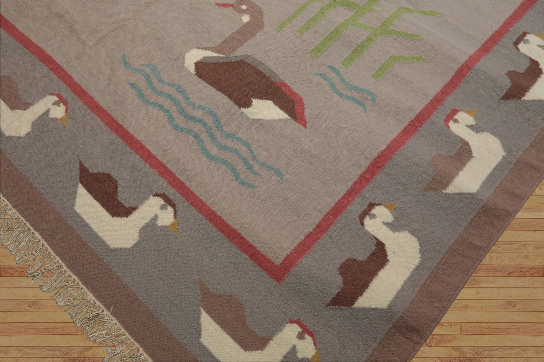8x10 Taupe, Gray, Brown Color Hand Woven Kilim Wool Transitional Oriental Rug