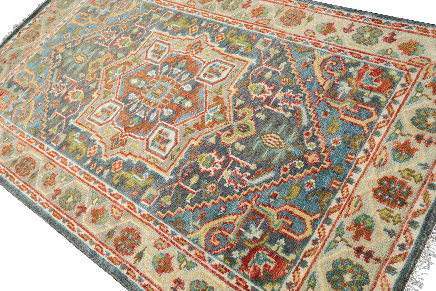 5x8 Gray, Slate, Aqua Color Hand Knotted Oushak Wool Traditional Oriental Rug