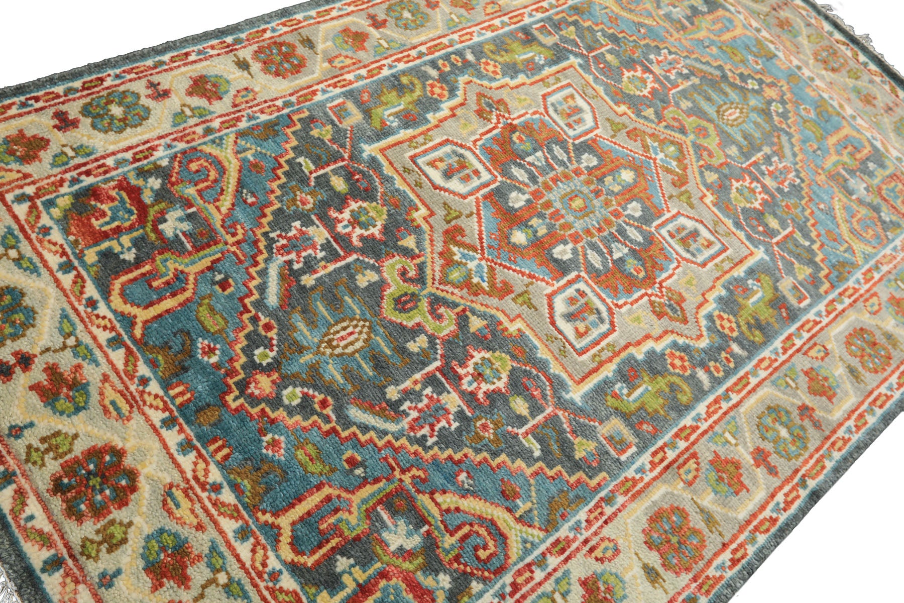 5x8 Gray, Slate, Aqua Color Hand Knotted Oushak Wool Traditional Oriental Rug