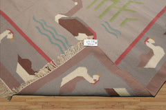 8x10 Taupe, Gray, Brown Color Hand Woven Kilim Wool Transitional Oriental Rug