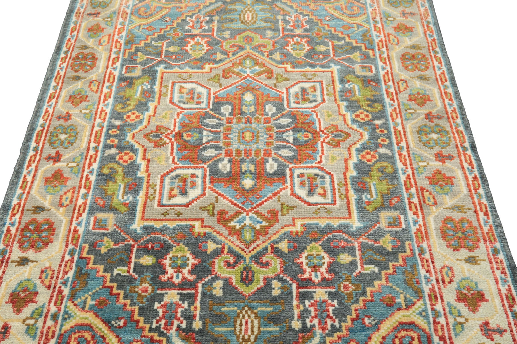 5x8 Gray, Slate, Aqua Color Hand Knotted Oushak Wool Traditional Oriental Rug