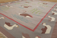 8x10 Taupe, Gray, Brown Color Hand Woven Kilim Wool Transitional Oriental Rug