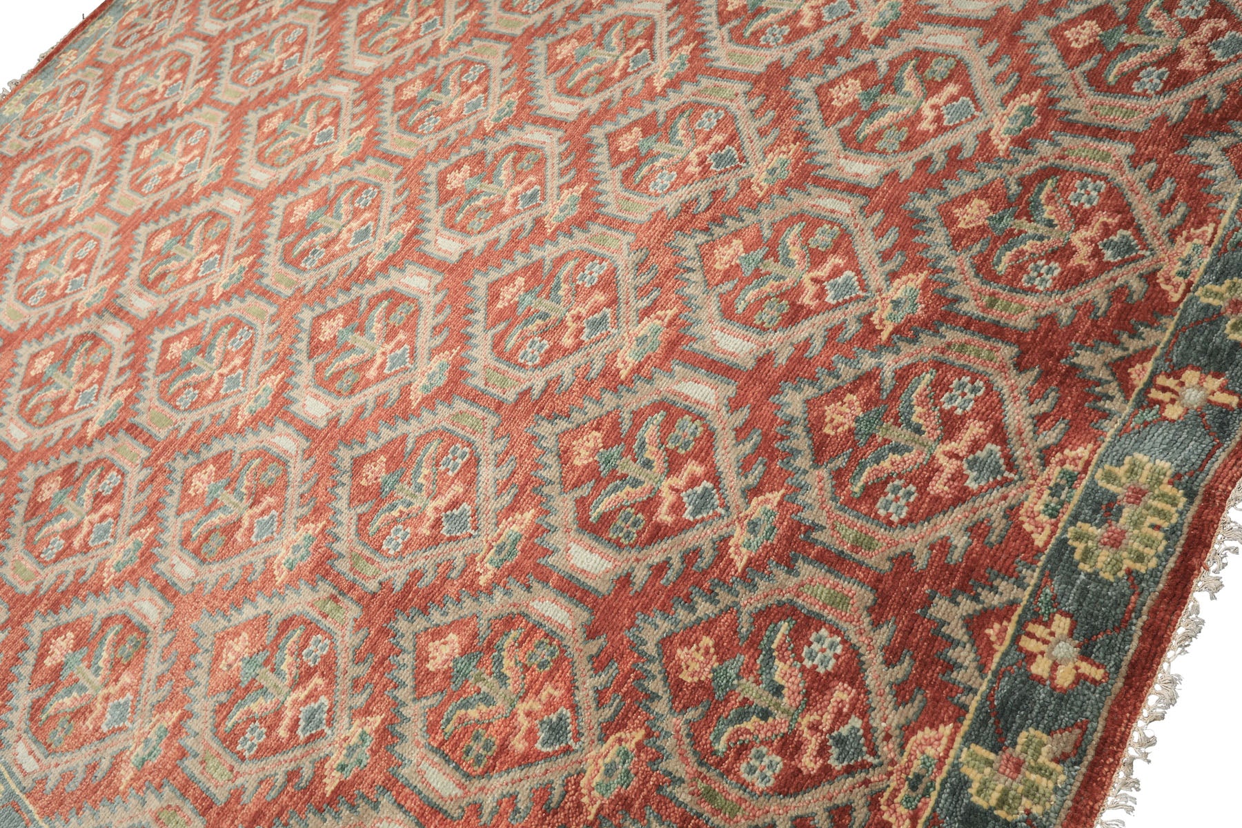 9x12 Rose, Slate, Taupe Color Hand Knotted Oushak Wool Transitional Oriental Rug