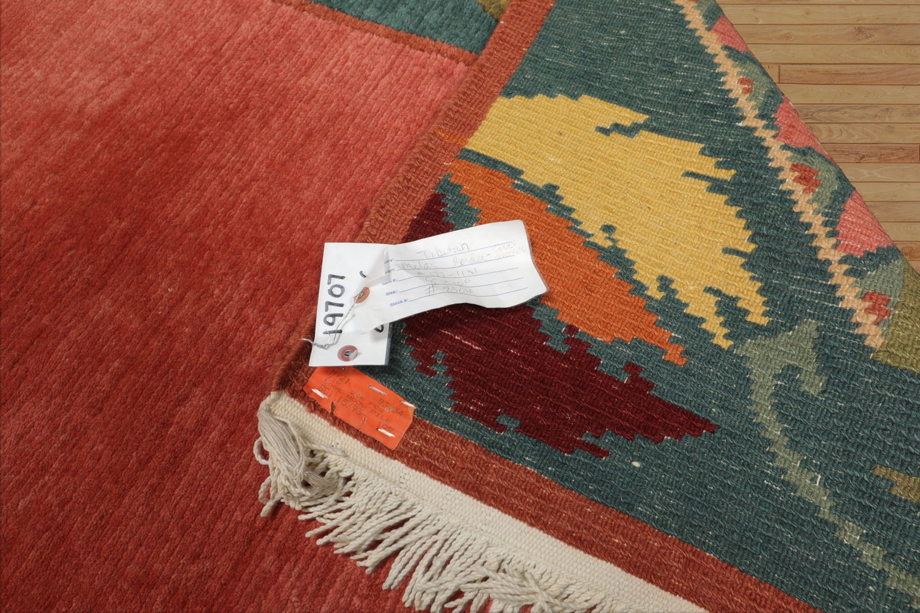 8x10 Rose, Turqoise, Gold Color Hand Knotted Tibetan Wool Art Deco Oriental Rug