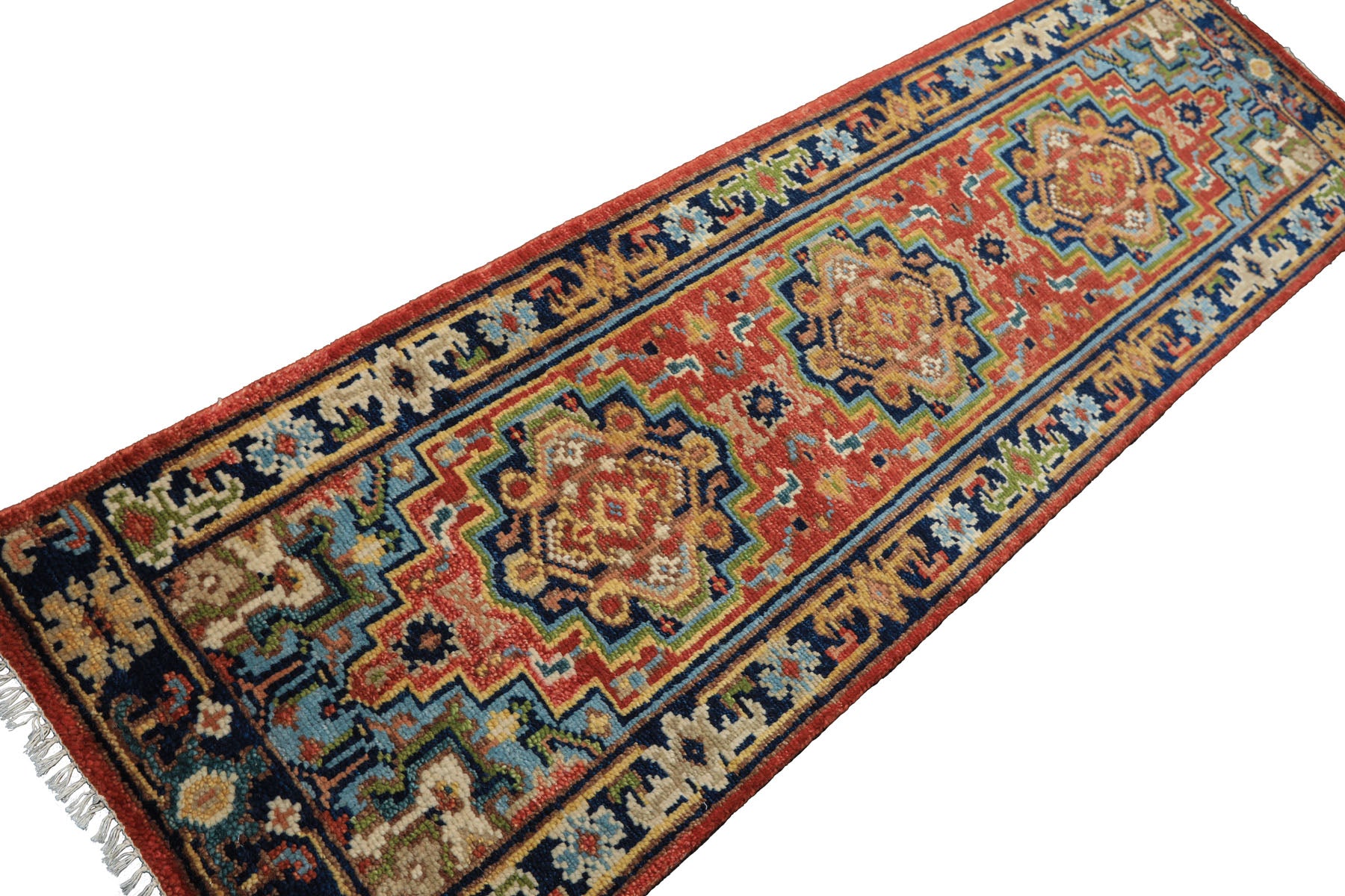 Rose, Navy 2'6" x 8'1" Runner Traditional Hand Knotted Wool Oushak Oriental Area Rug