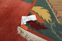 8x10 Rose, Turqoise, Gold Color Hand Knotted Tibetan Wool Art Deco Oriental Rug