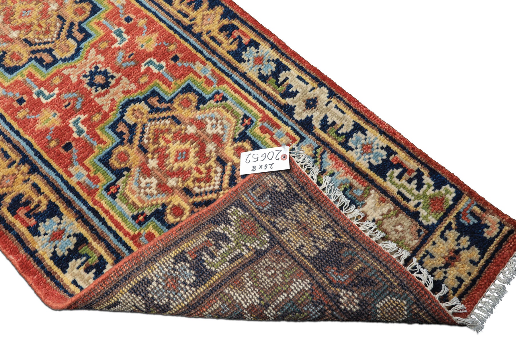 Rose, Navy 2'6" x 8'1" Runner Traditional Hand Knotted Wool Oushak Oriental Area Rug