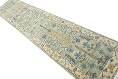 Mint, Ivory 2'5" x 12' Runner Traditional Hand Knotted Wool Oushak Oriental Area Rug