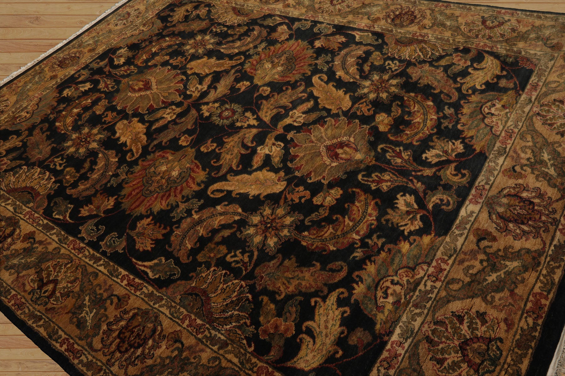 8x10 Charcoal, Gold, Rust Color Hand Knotted Agra Wool Traditional  Oriental Rug