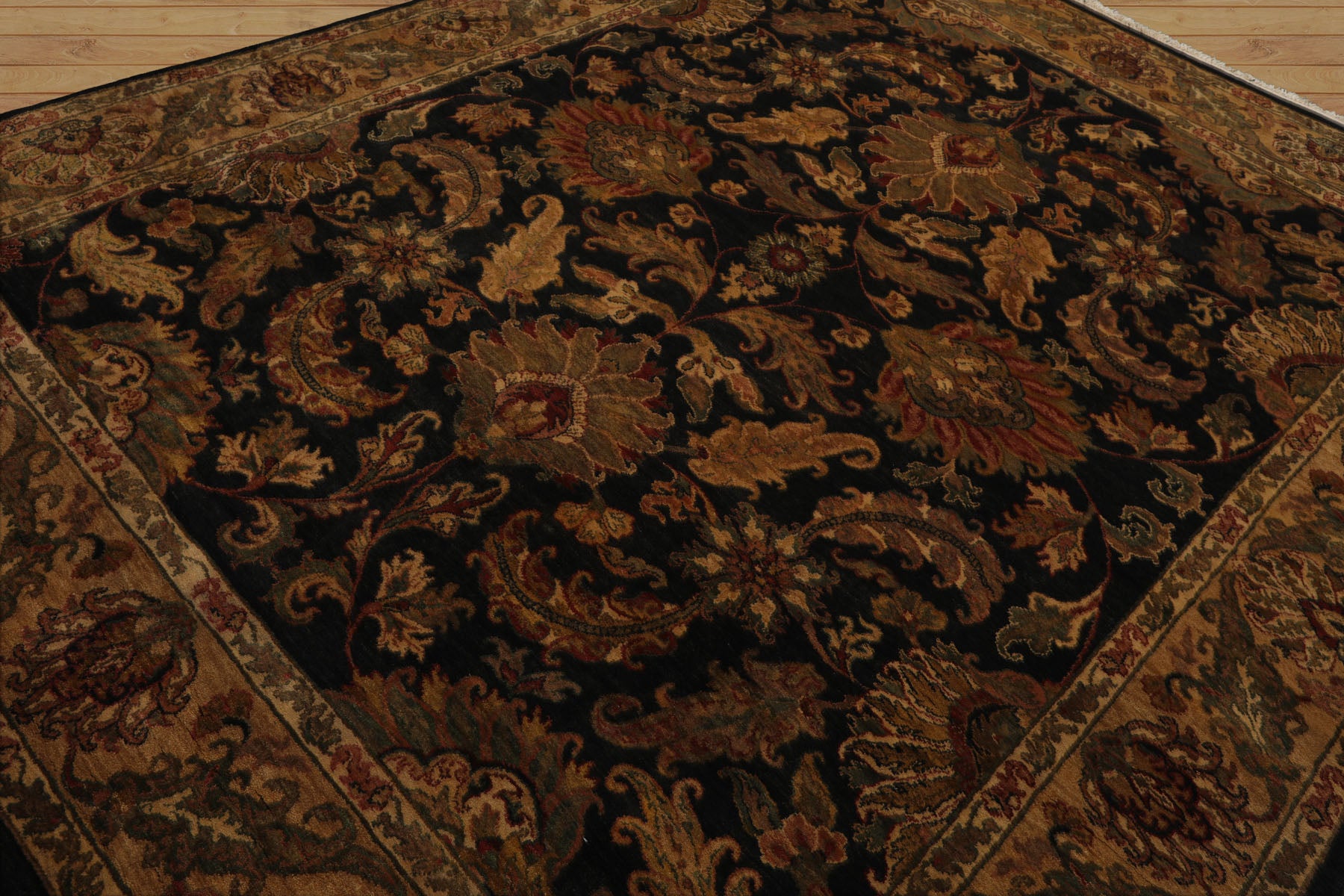 8x10 Charcoal, Gold, Rust Color Hand Knotted Agra Wool Traditional  Oriental Rug
