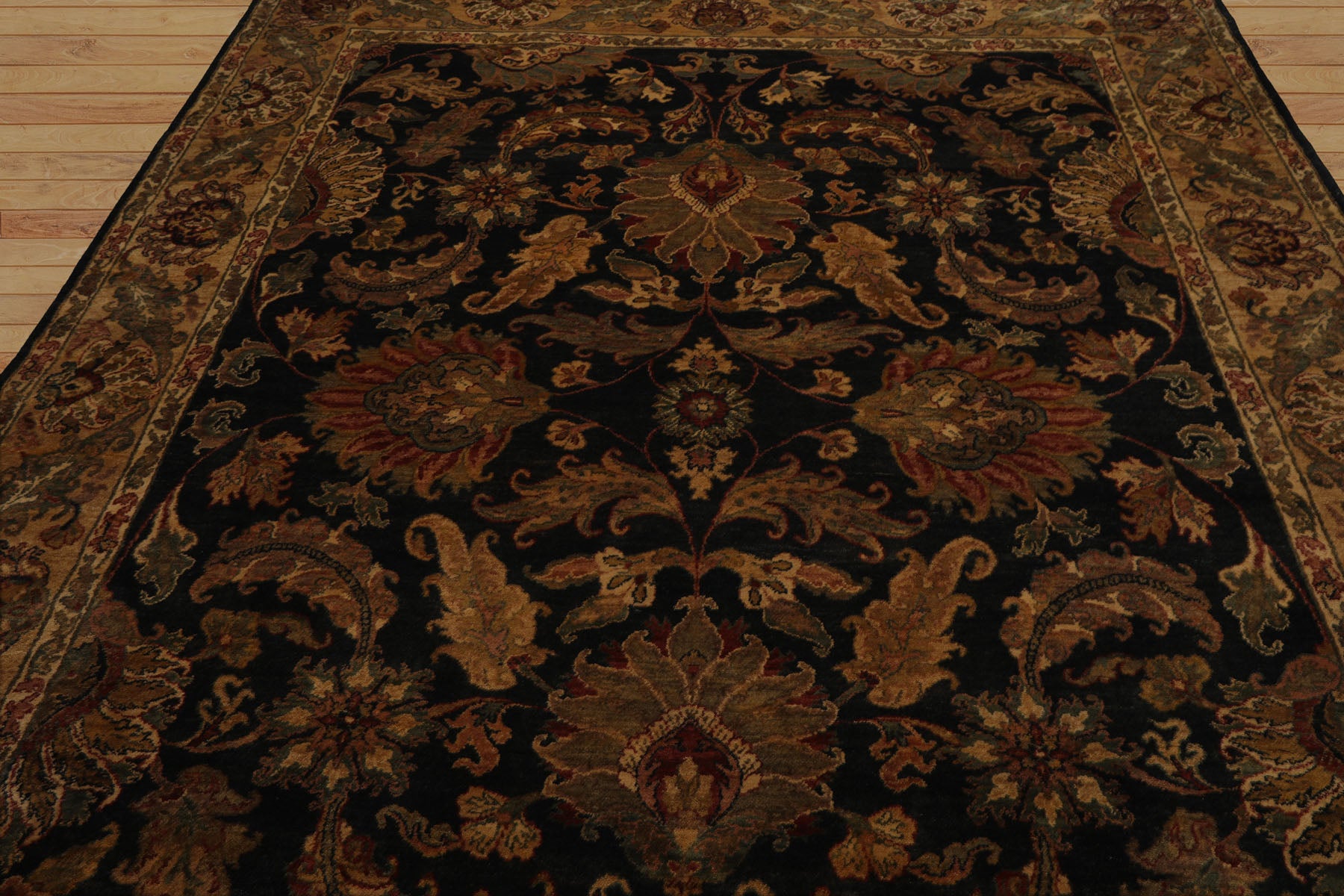 8x10 Charcoal, Gold, Rust Color Hand Knotted Agra Wool Traditional  Oriental Rug