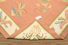 6x9 Blush, Ivory, Lime Color Hand Woven Dhurry Kilim Wool Transitional Oriental Rug