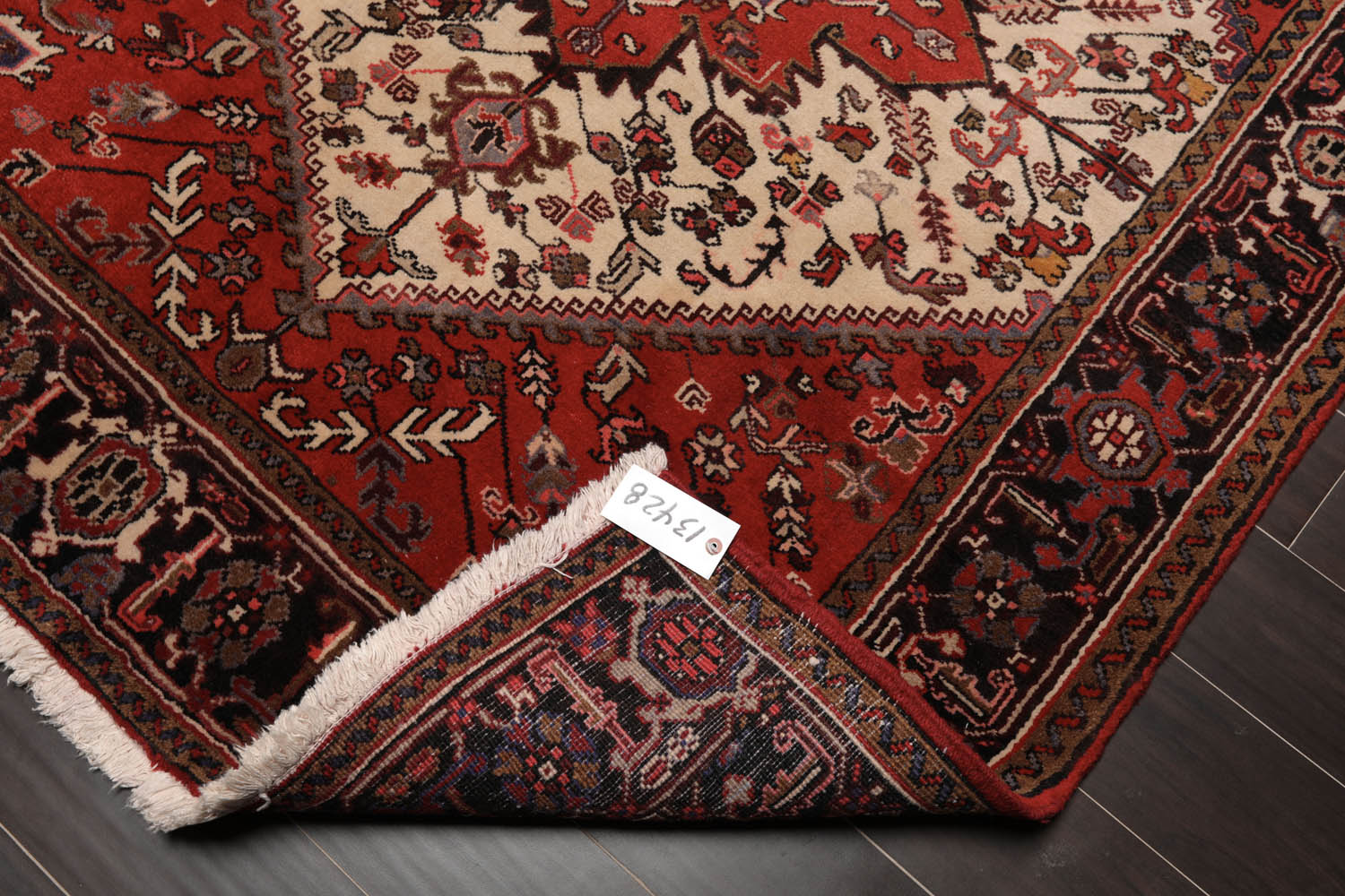 5x7 Ivory, Red, Charcoal Color Hand Knotted All-Over 100% Wool Traditional Oriental Rug