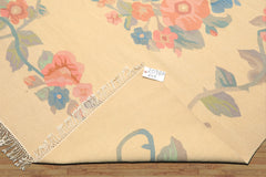 6x9 Ivory, Aqua, Rose Color Hand Woven Dhurry Kilim Wool Transitional Oriental Rug