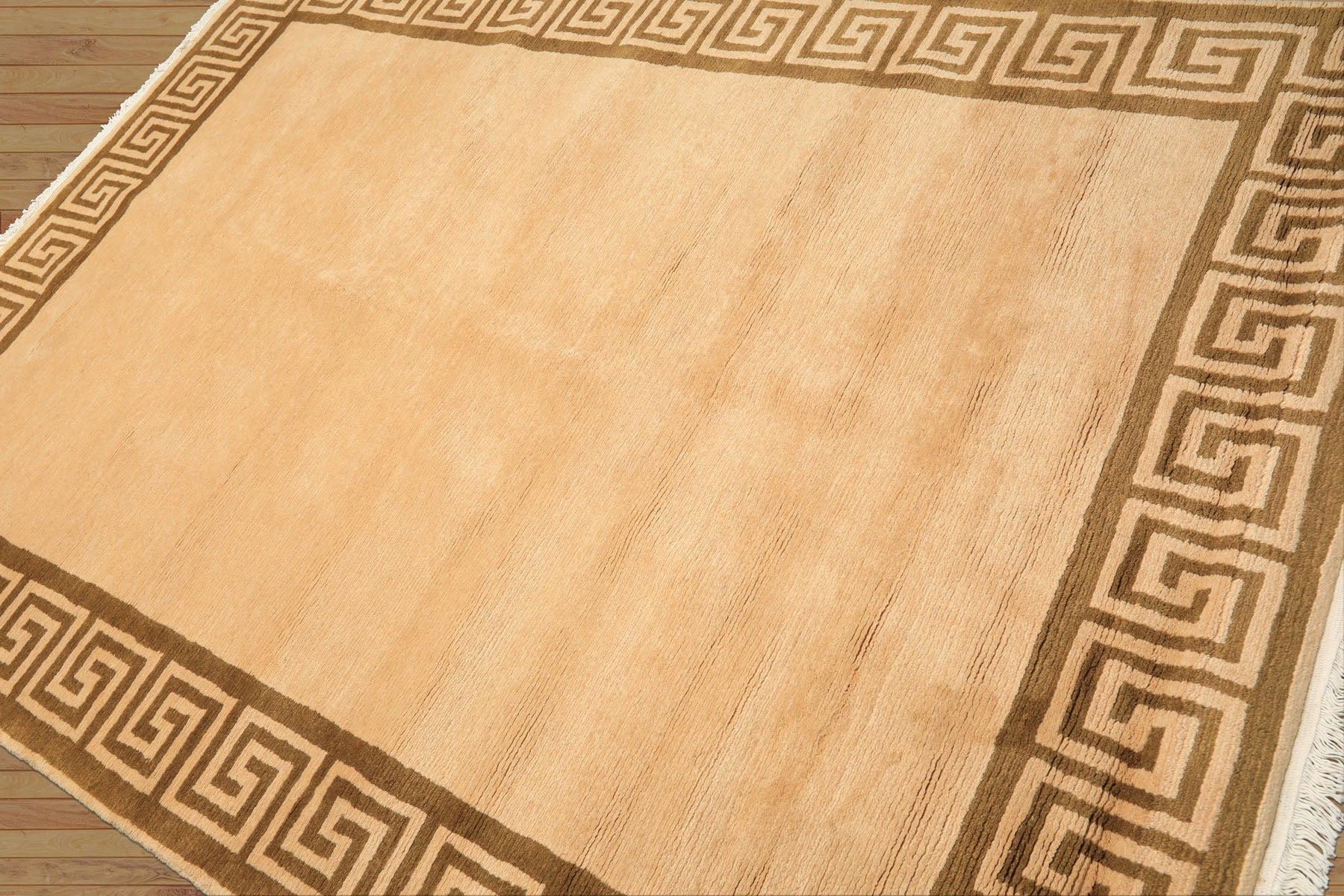 6x9 Mocha, Olive, Color Hand Knotted Tibetan Wool Transitional Oriental Rug