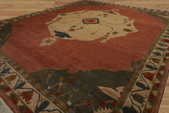 8x10 Rose, Ivory, Gray Color Hand Knotted Tibetan  Wool Traditional Oriental Rug