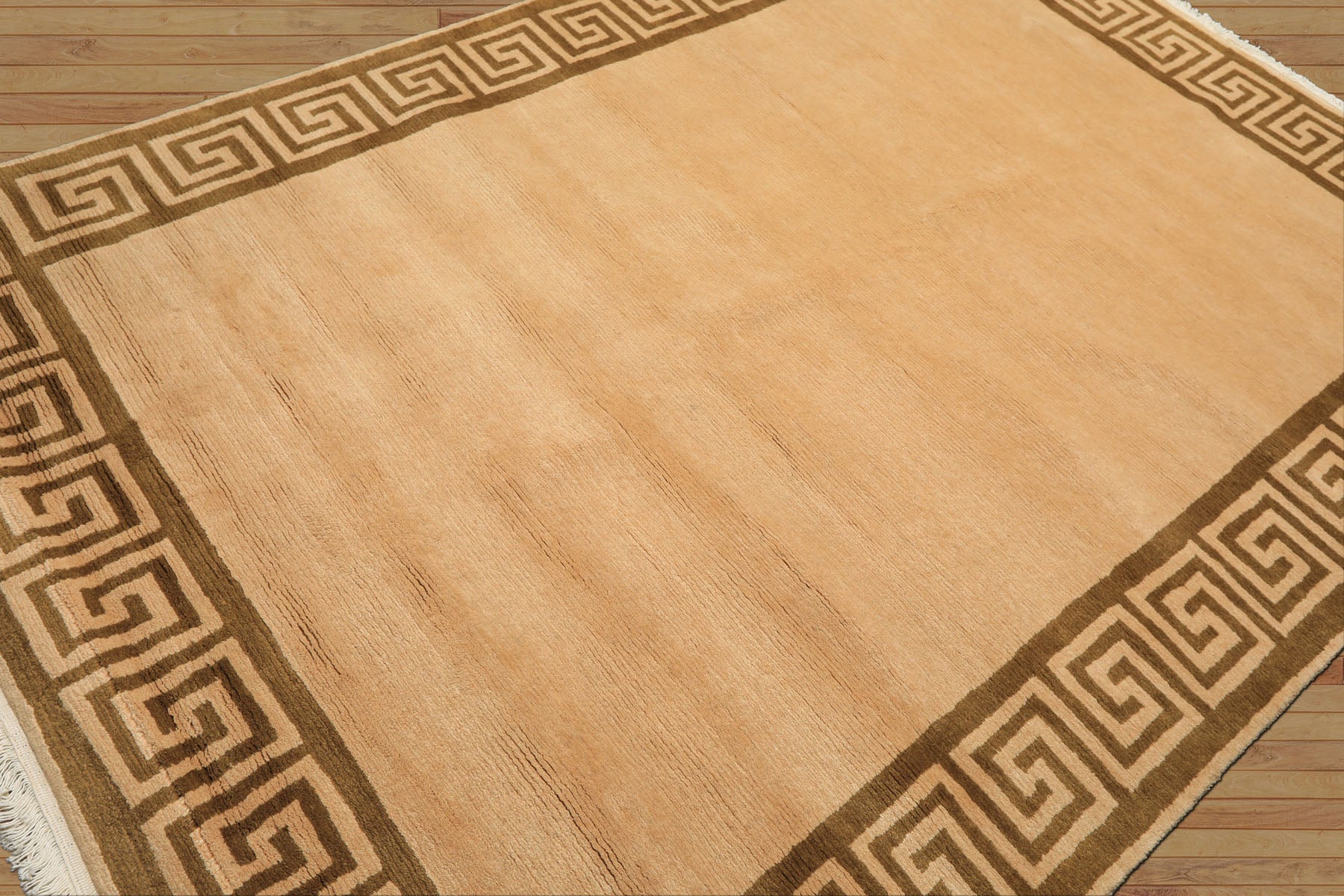 6x9 Mocha, Olive, Color Hand Knotted Tibetan Wool Transitional Oriental Rug