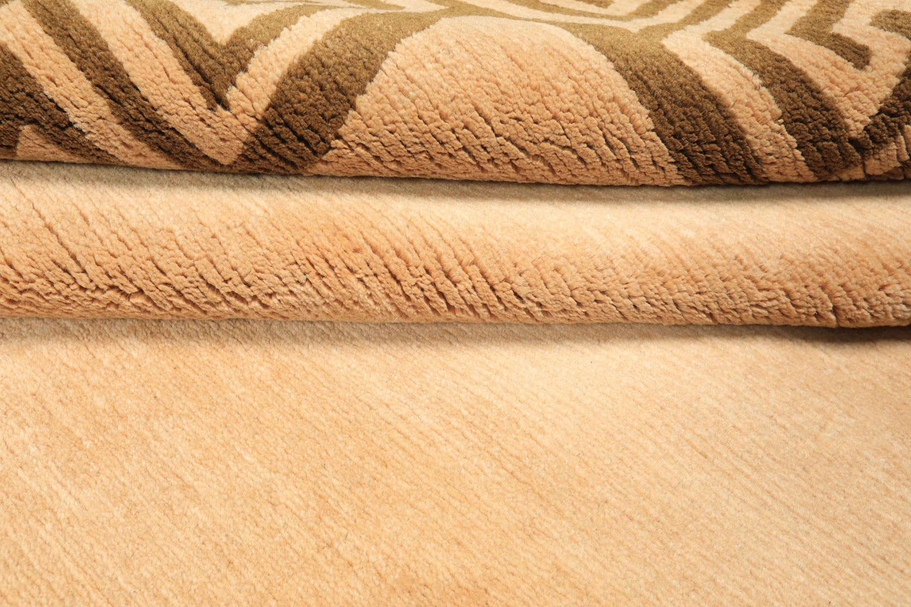 6x9 Mocha, Olive, Color Hand Knotted Tibetan Wool Transitional Oriental Rug