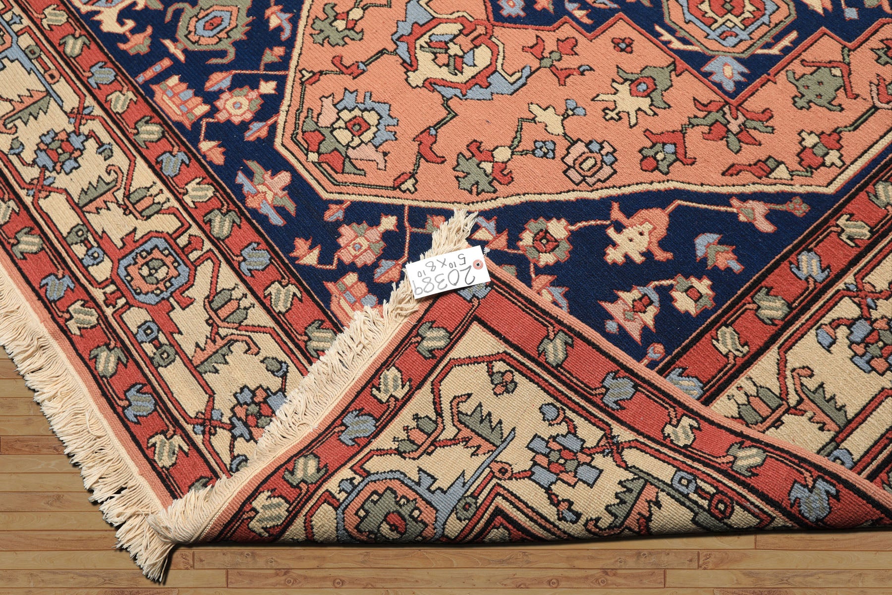 6x9 Blush, Navy, Ivory Color Hand Knotted Nourison Nourmak Soumak Wool Arts & Crafts Oriental Rug