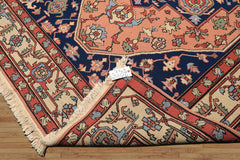 6x9 Blush, Navy, Ivory Color Hand Knotted Nourison Nourmak Soumak Wool Arts & Crafts Oriental Rug