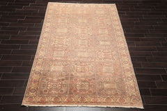 6x9 Multi, Rose, Brown Color Hand Knotted All-Over 100% Wool Traditional Oriental Rug