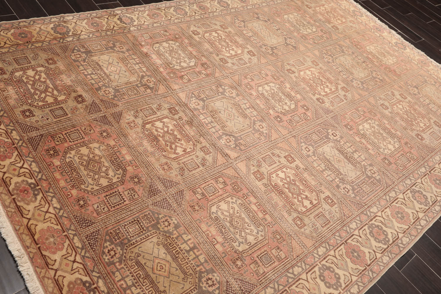 6x9 Multi, Rose, Brown Color Hand Knotted All-Over 100% Wool Traditional Oriental Rug