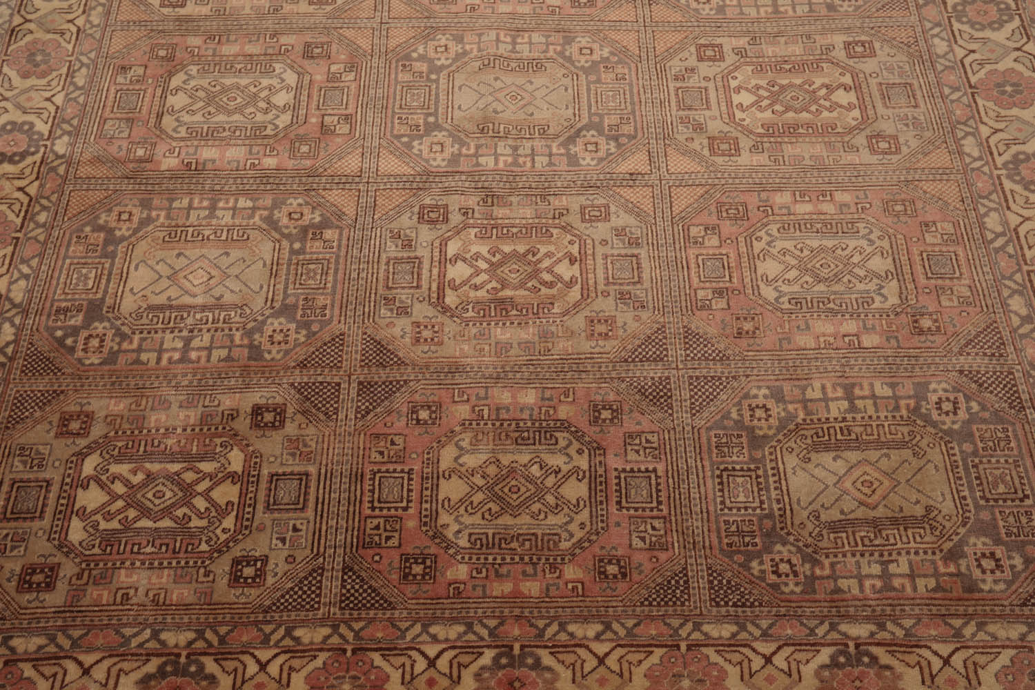 6x9 Multi, Rose, Brown Color Hand Knotted All-Over 100% Wool Traditional Oriental Rug