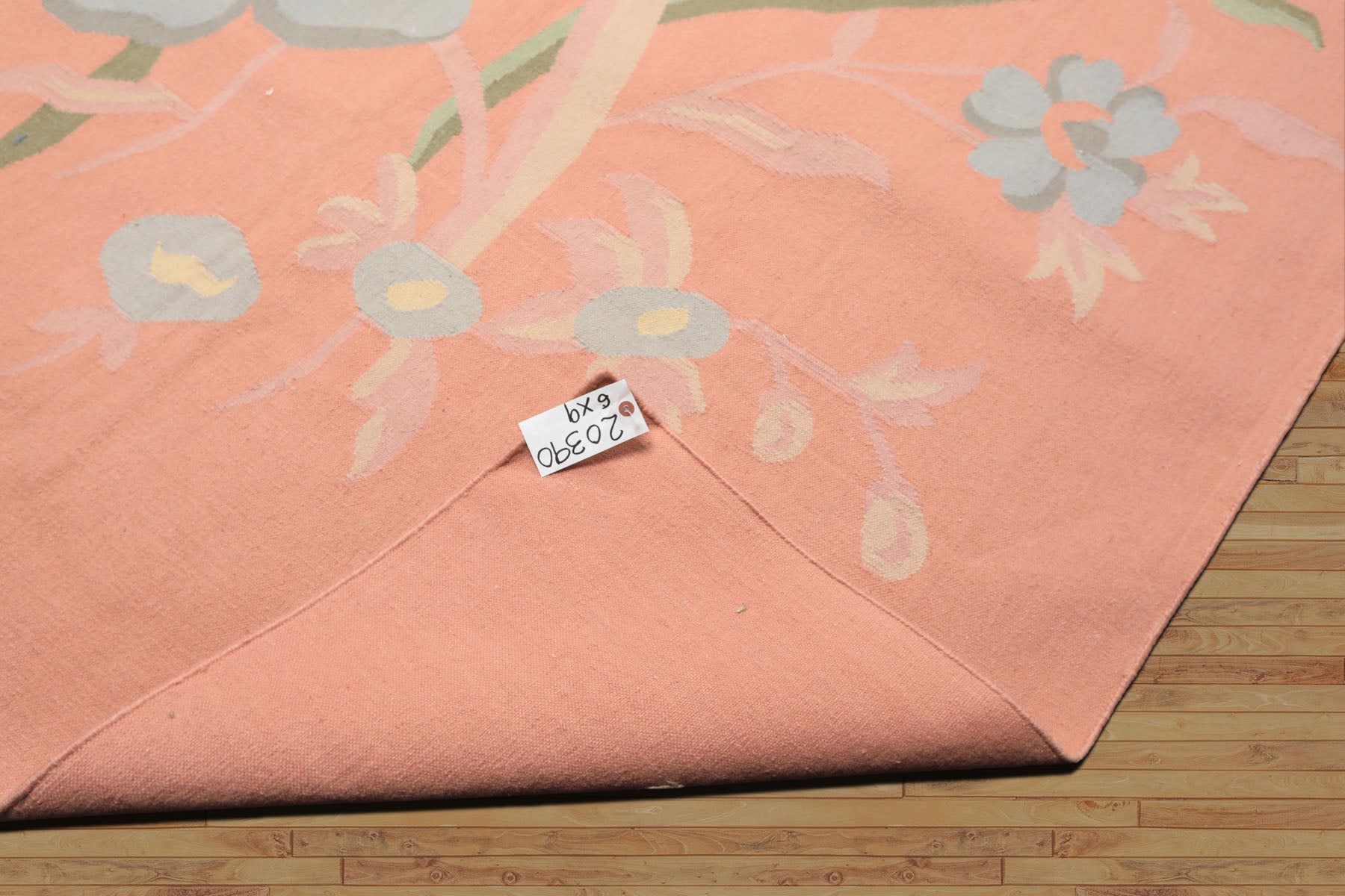 6x9 Blush, Aqua, Ivory Color Hand Woven Dhurry Kilim Wool Transitional Oriental Rug