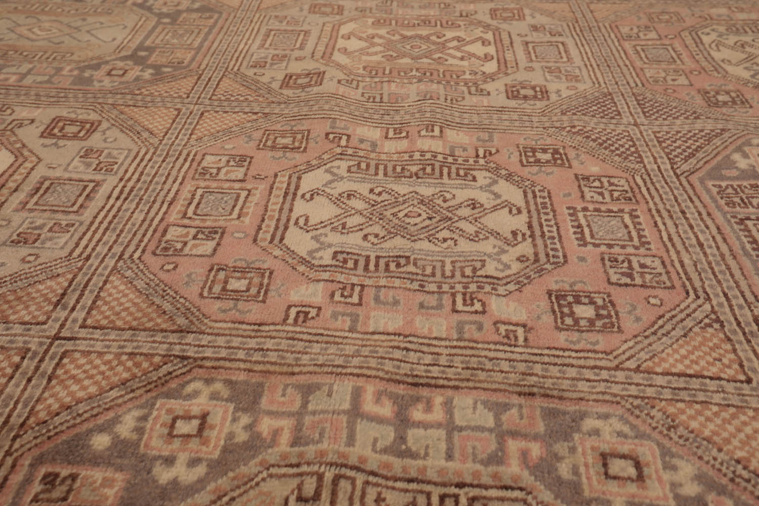 6x9 Multi, Rose, Brown Color Hand Knotted All-Over 100% Wool Traditional Oriental Rug