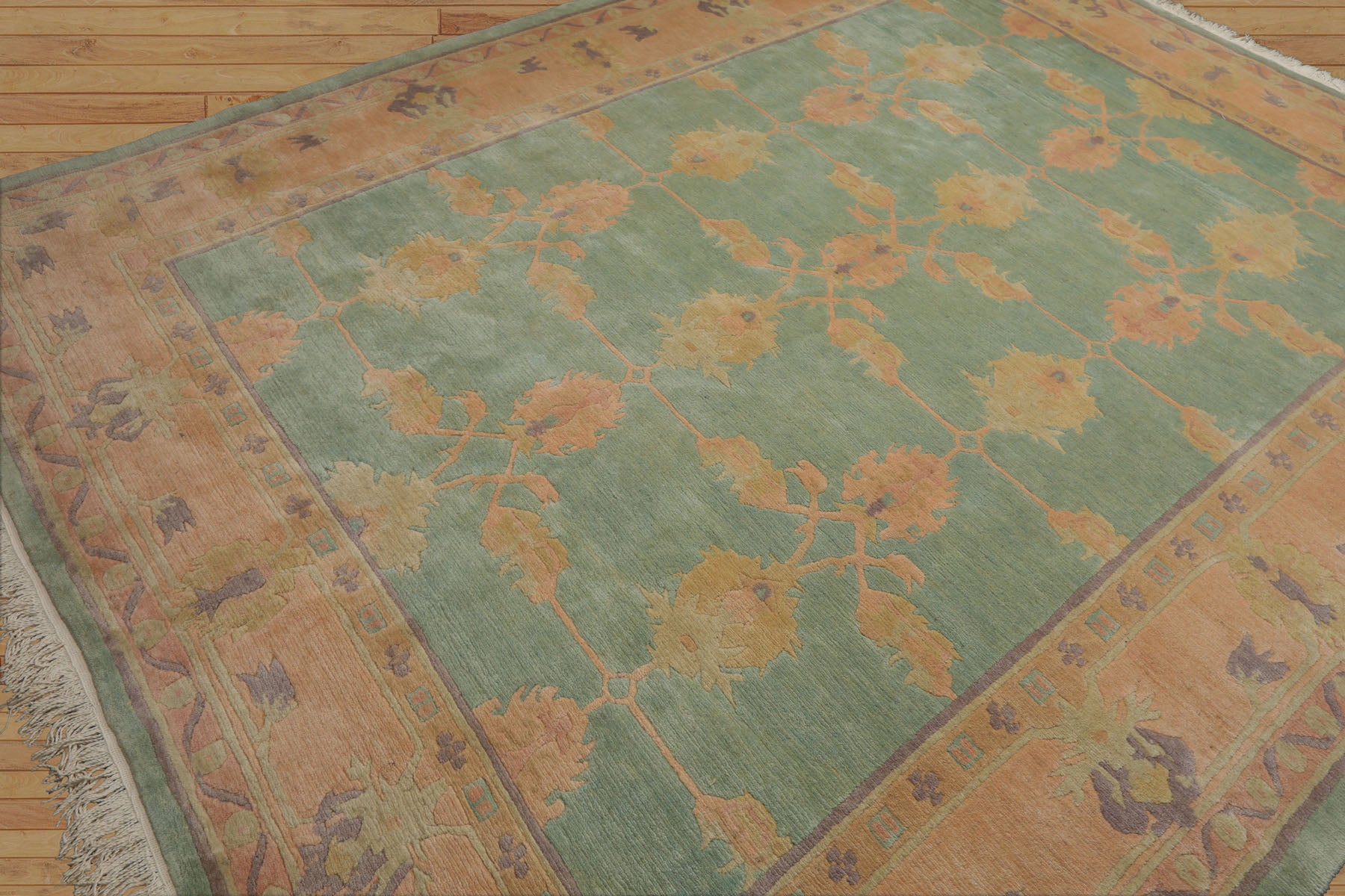 8x10 Aqua, Rose, Lavender Color Hand Knotted Tibetan Wool Arts & Crafts  Oriental Rug