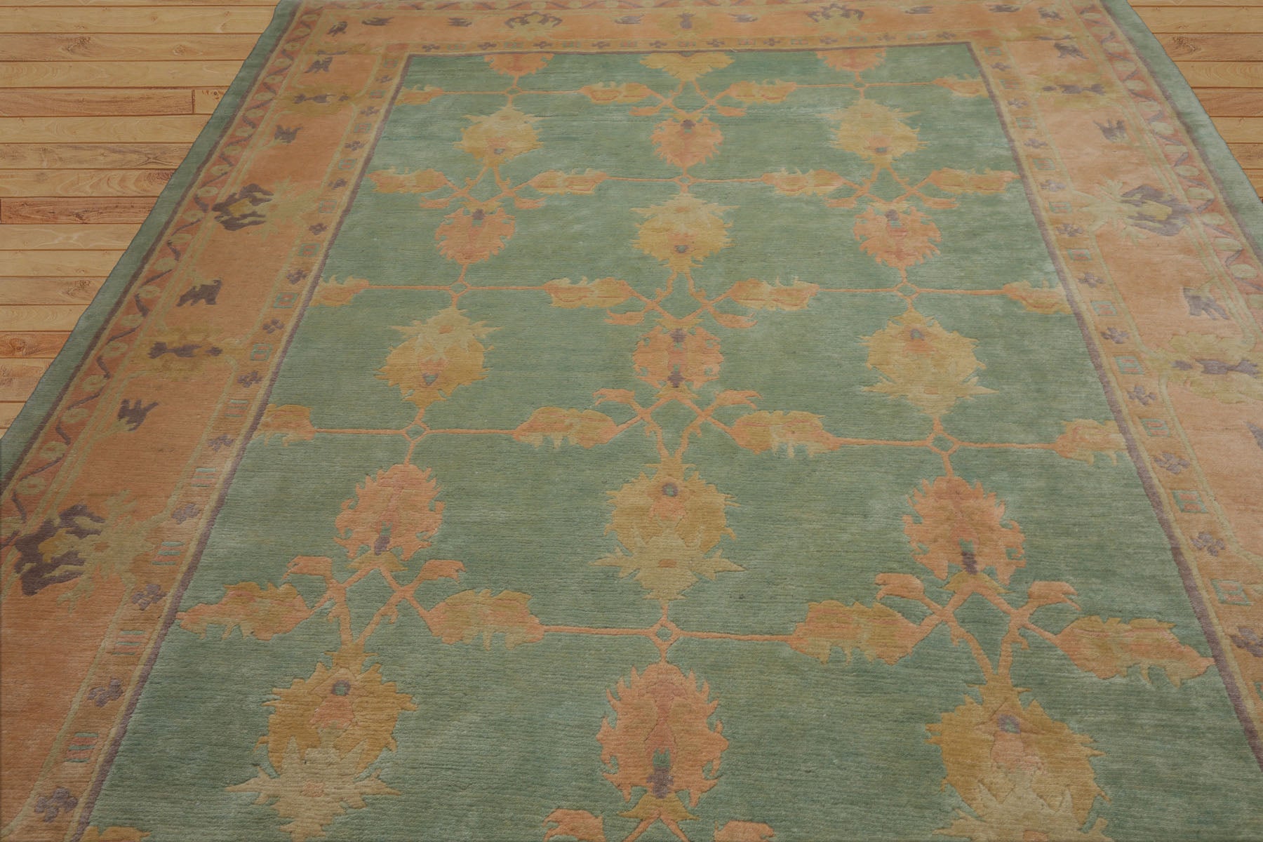 8x10 Aqua, Rose, Lavender Color Hand Knotted Tibetan Wool Arts & Crafts  Oriental Rug