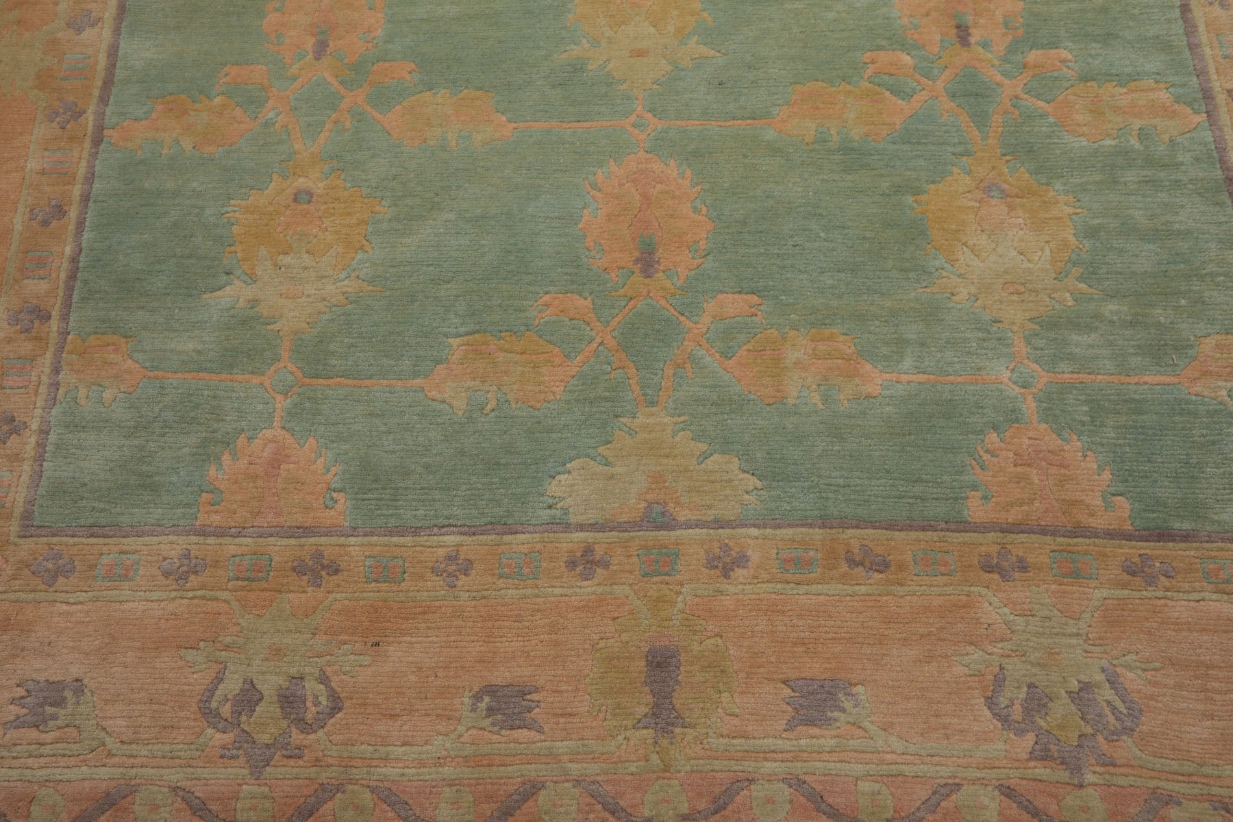 8x10 Aqua, Rose, Lavender Color Hand Knotted Tibetan Wool Arts & Crafts  Oriental Rug