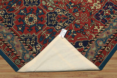 6x9 Rusty Red, Aqua, Navy Color Hand Woven French Aubusson Needlepoint Wool Traditional Oriental Rug