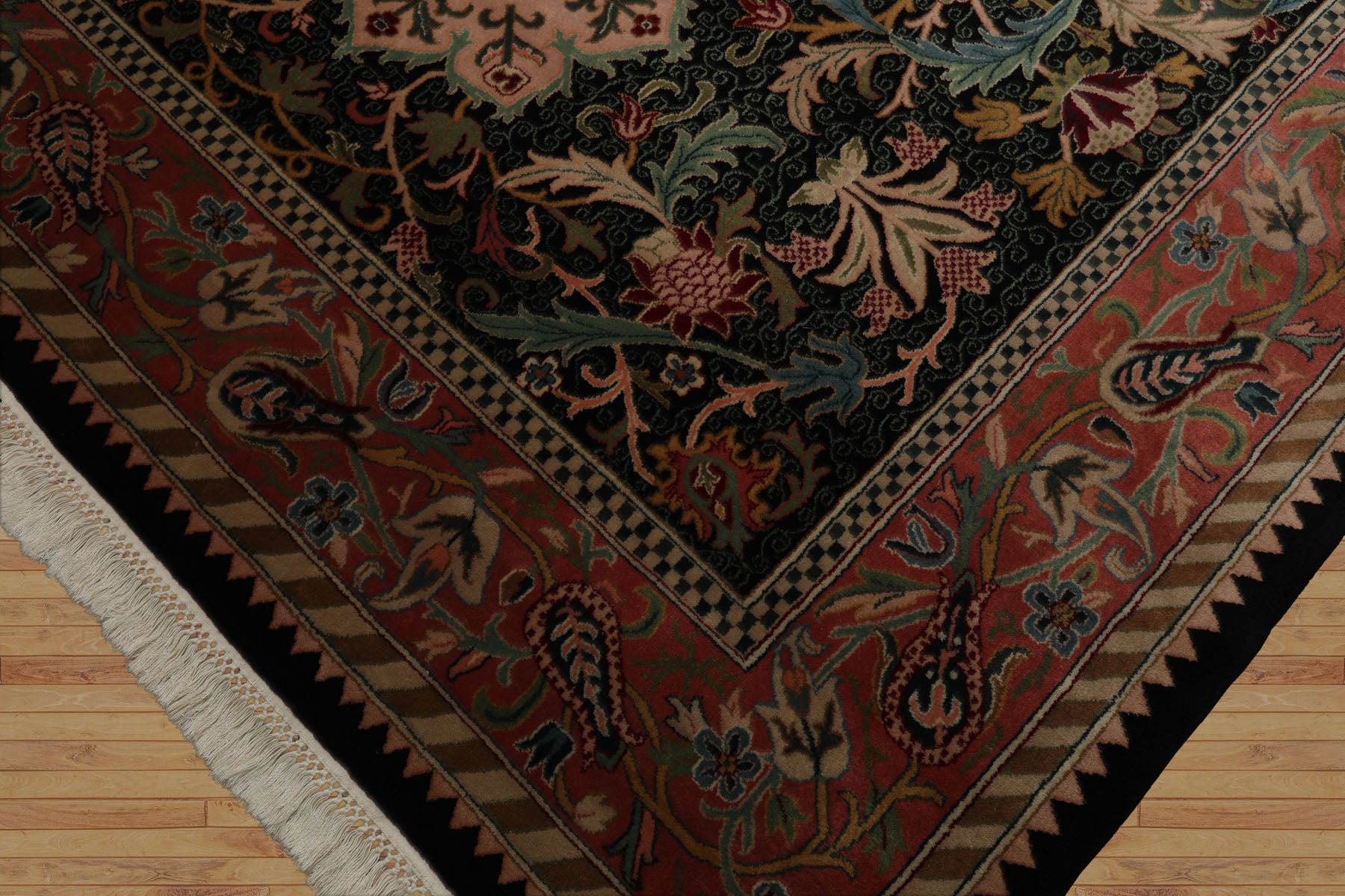 8x10 Black, Rose, Blue Color Hand Knotted French Aubusson Savonnerie New Zealand Wool Traditional  Oriental Rug