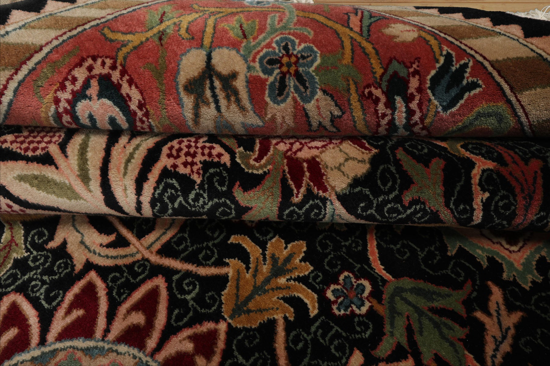 8x10 Black, Rose, Blue Color Hand Knotted French Aubusson Savonnerie New Zealand Wool Traditional  Oriental Rug