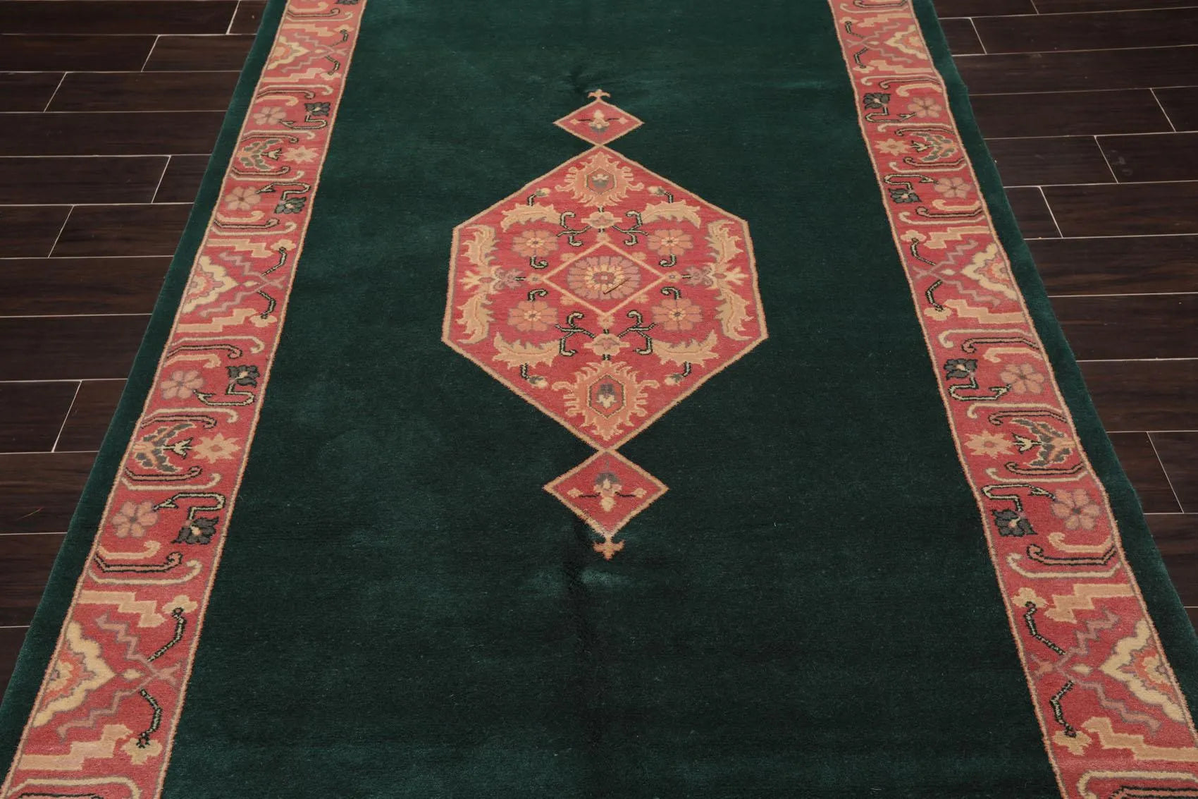 5' x 9'9'' Palace Hand Knotted Wool Rare Romanian Hamadaan Area Rug Emerald