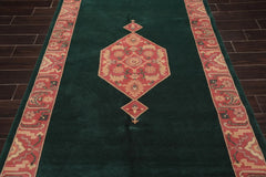 5' x 9'9'' Palace Hand Knotted Wool Rare Romanian Hamadaan Area Rug Emerald